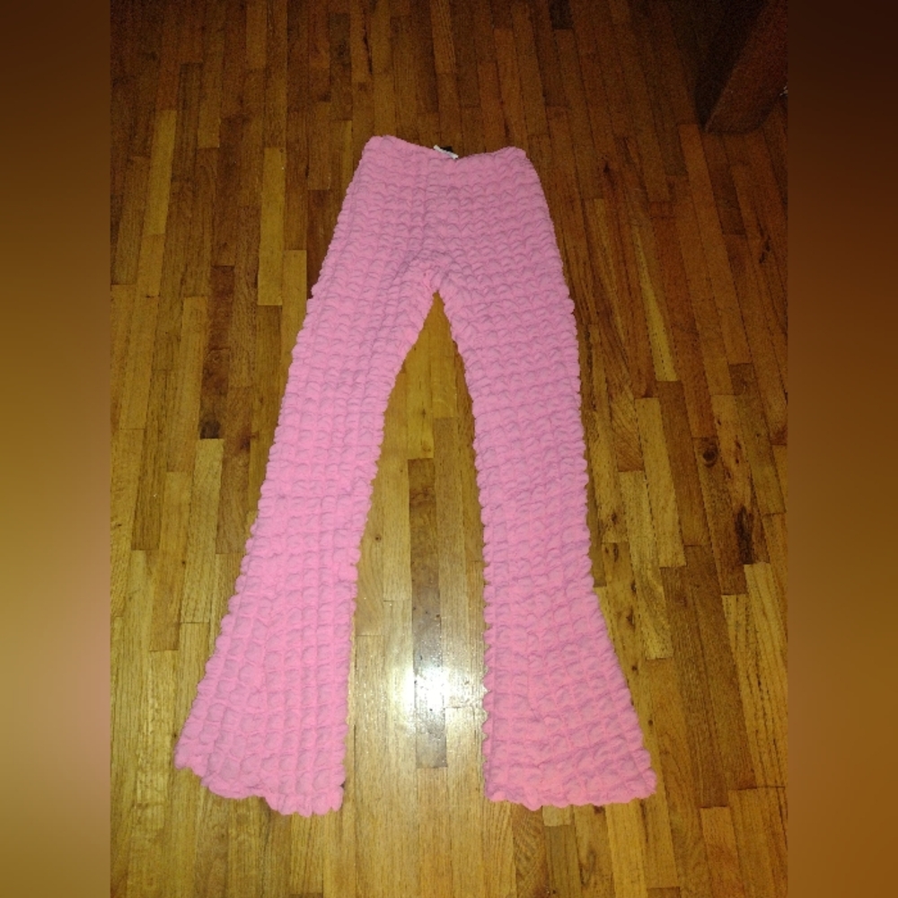 Pink Waffle Bell Leggings
